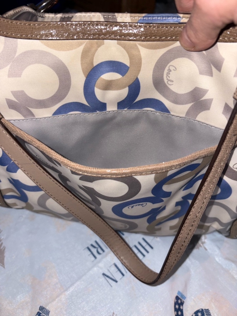 Coach‎ Blue and Brown Patterned Shoulder Bag - Picture 5 of 5